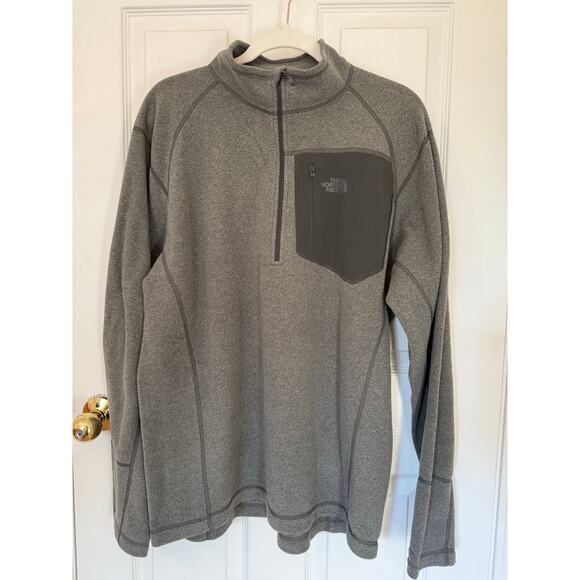 Men's North Face Grey Quarter Zip Fleece Pullover, NWT - Picture 1 of 4